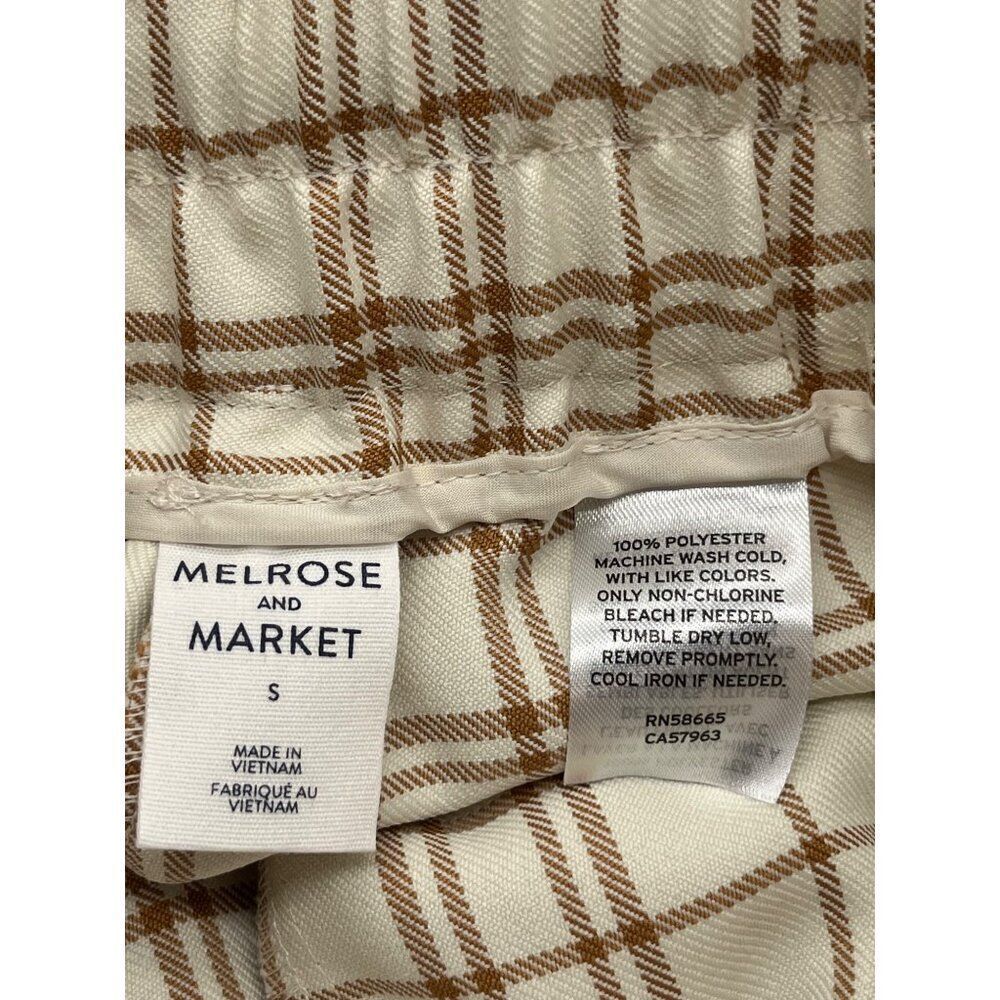 Melrose and Market Women’s High-waist, Twill Shorts, Ivory-Tan Jenn Plaid, S - Picture 5 of 6
